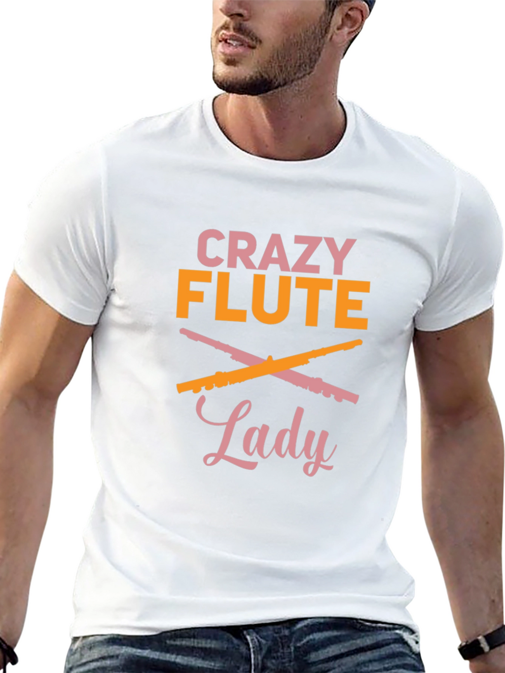 Crazy Flute Lady Graphic Tee - Music Lover Shirt