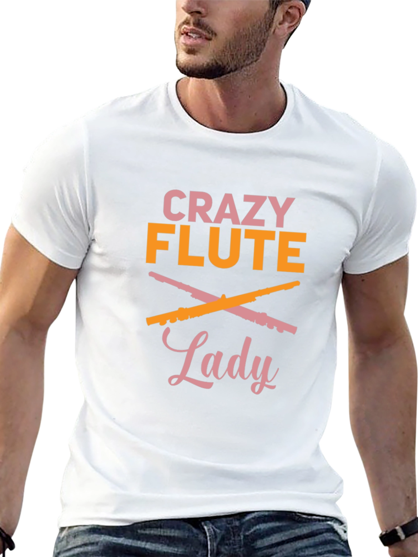 Crazy Flute Lady Graphic Tee - Music Lover Shirt