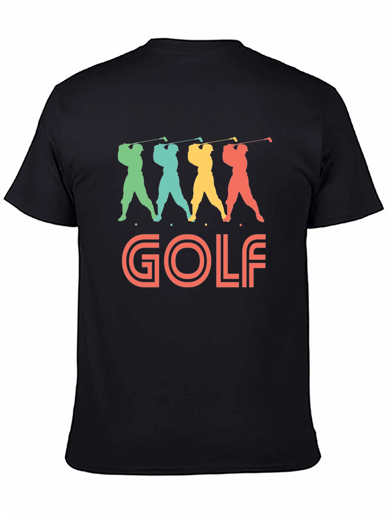 Retro Golf T-Shirt: Colorful Swinging Golfer Design