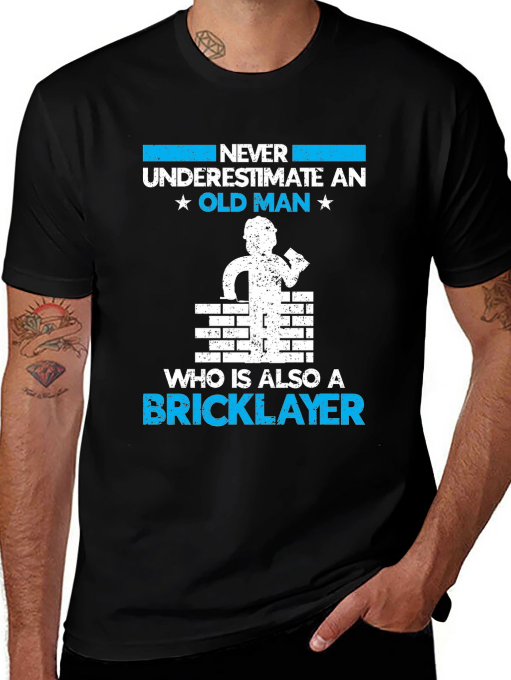 Old Man Bricklayer T-Shirt - Construction Worker Gift