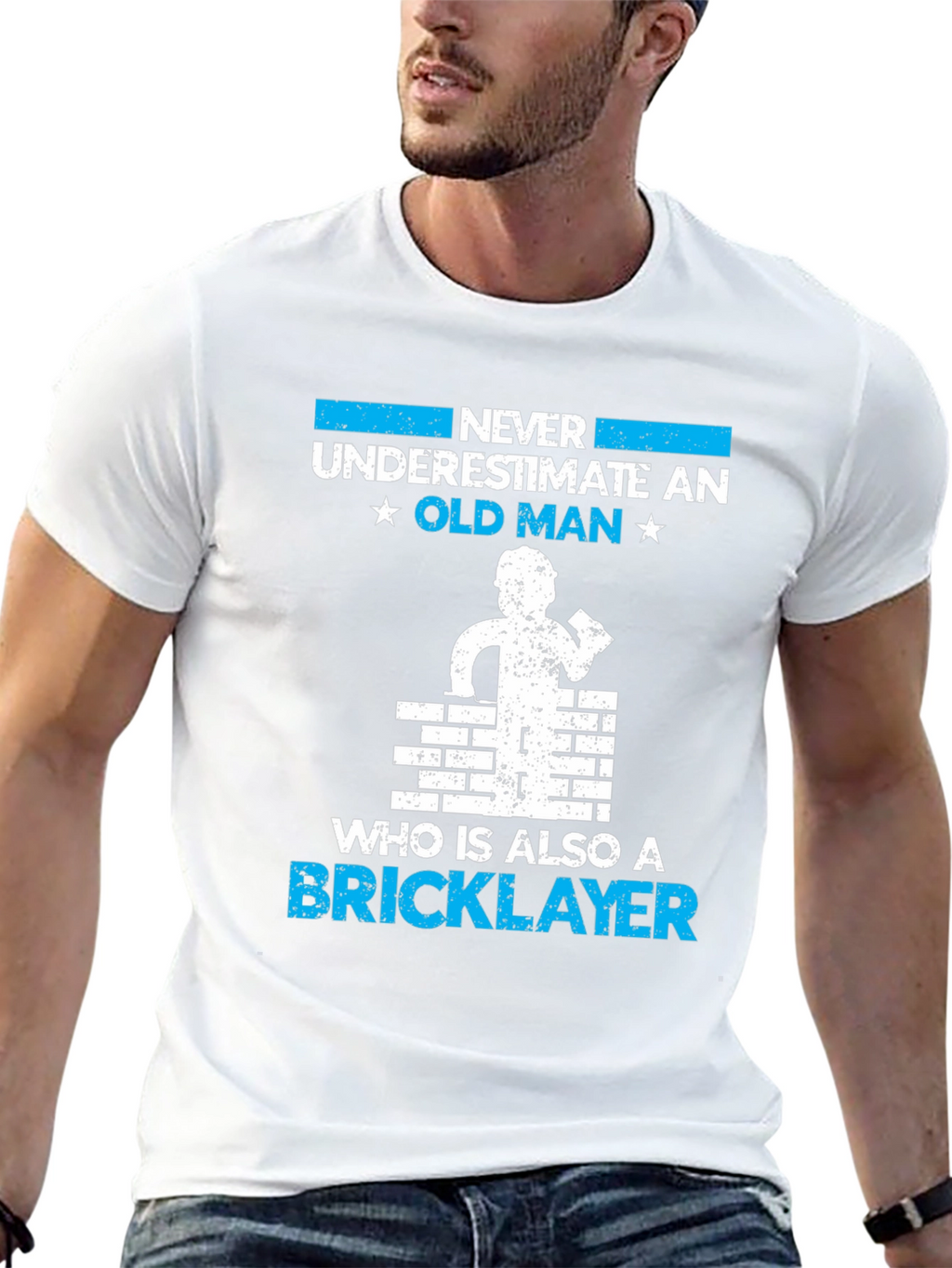 Old Man Bricklayer T-Shirt - Construction Worker Gift
