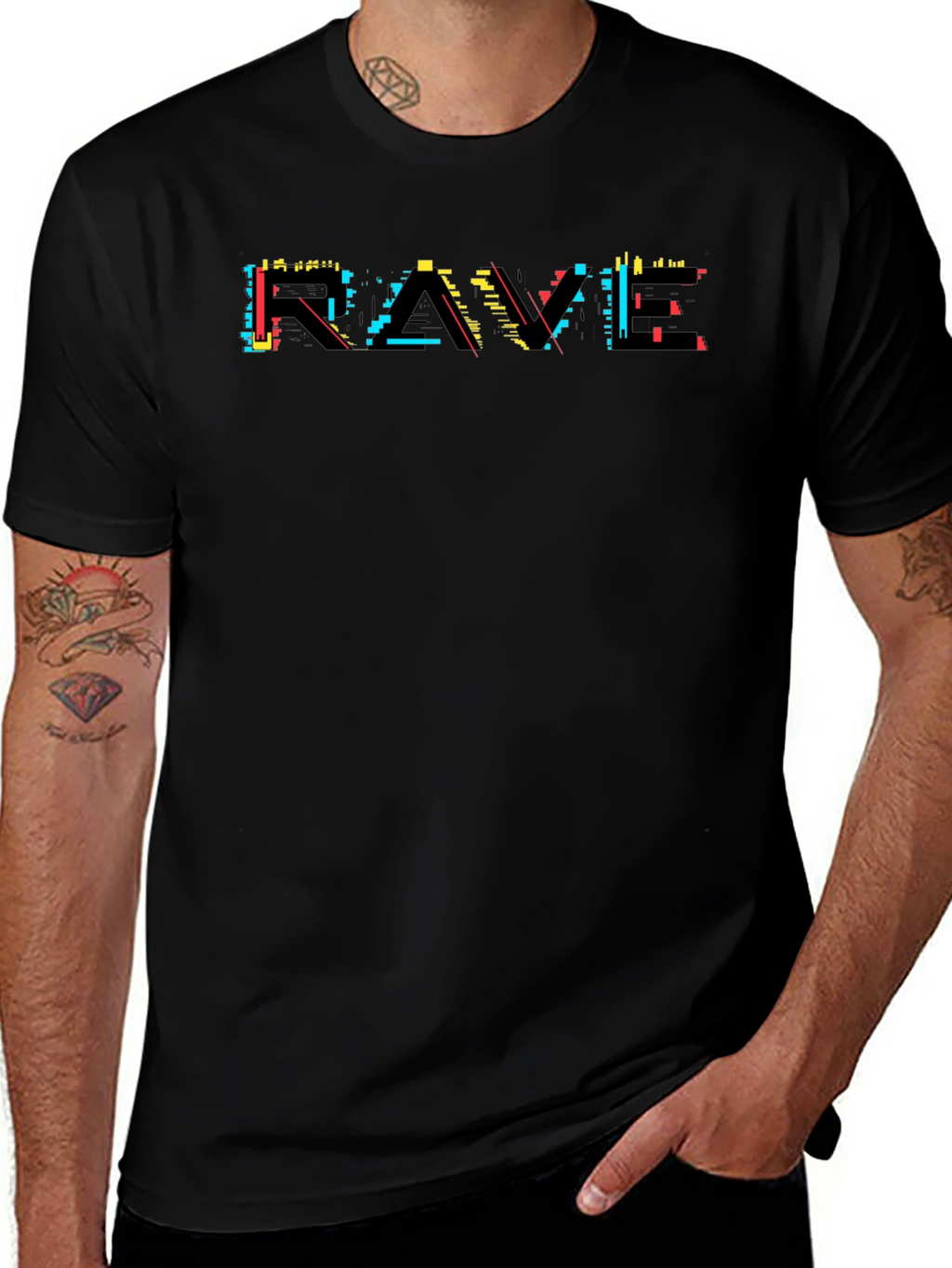 Rave Graphic Tee - Black Cotton T-Shirt