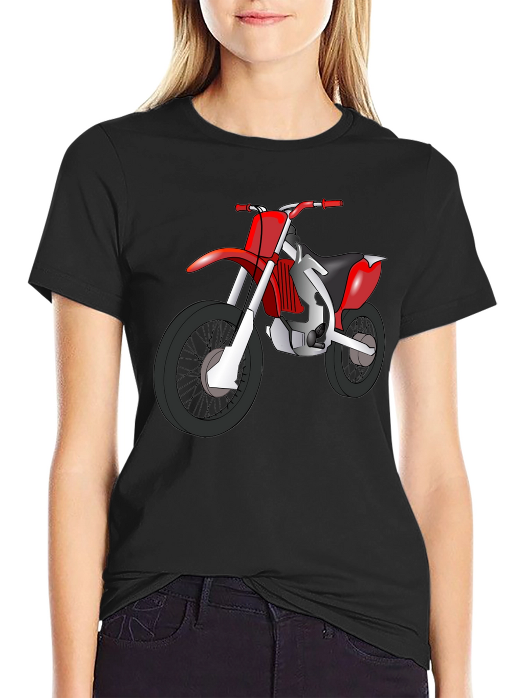 Dirt Bike Graphic Tee - Black Cotton T-Shirt
