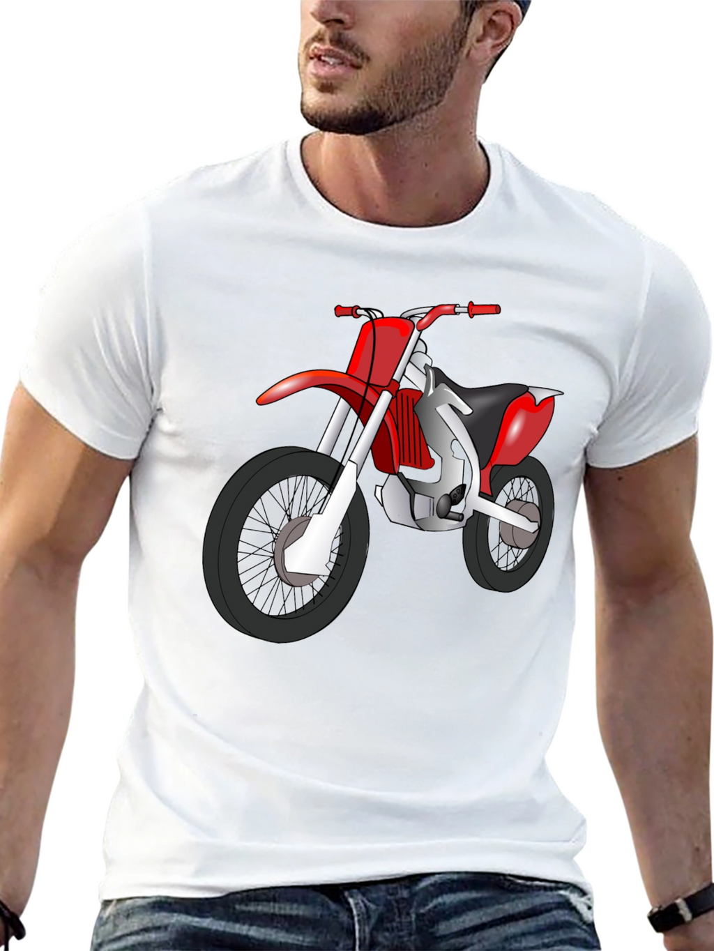Dirt Bike Graphic Tee - Black Cotton T-Shirt