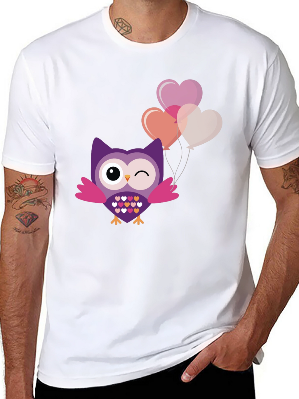 Cute Owl with Heart Balloons T-Shirt