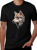 Geometric Wolf Graphic Tee - Mens Black T-Shirt