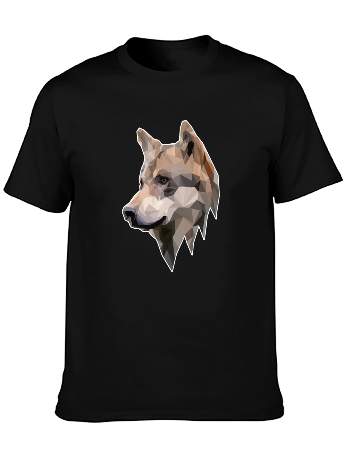 Geometric Wolf Graphic Tee - Mens Black T-Shirt