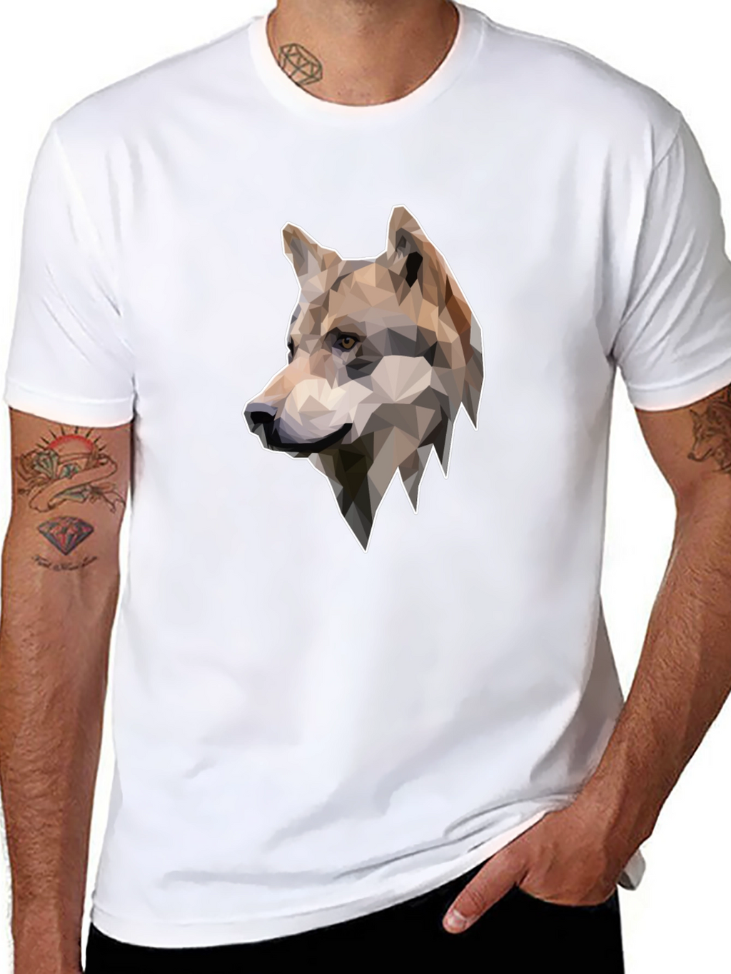Geometric Wolf Graphic Tee - Mens Black T-Shirt