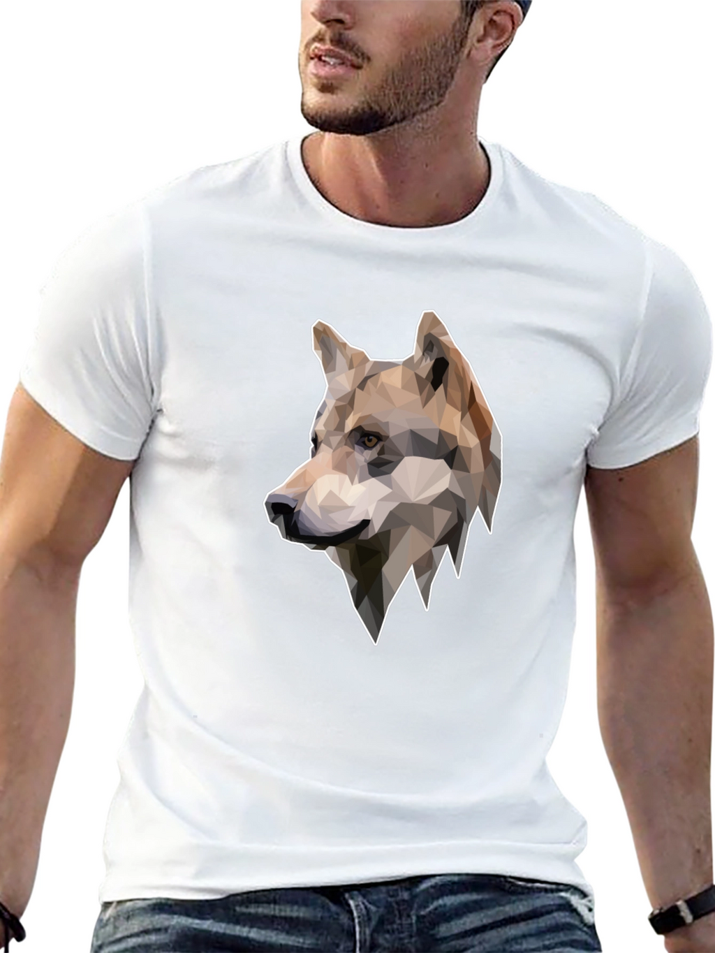 Geometric Wolf Graphic Tee - Mens Black T-Shirt