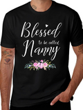 Blessed Nanny Graphic Tee - Floral Design