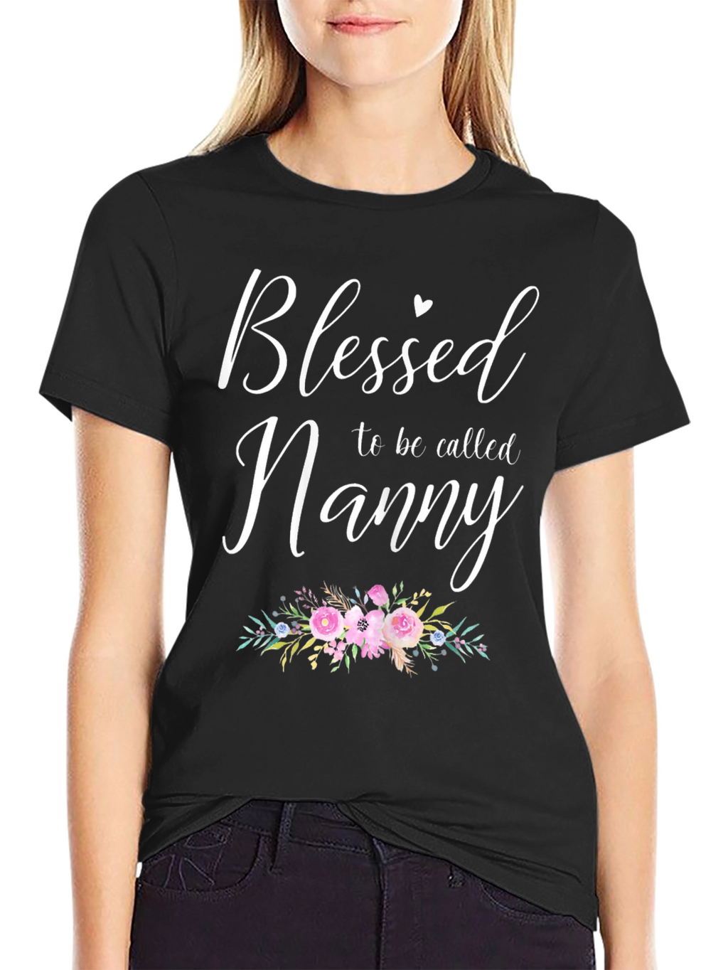 Blessed Nanny Graphic Tee - Floral Design