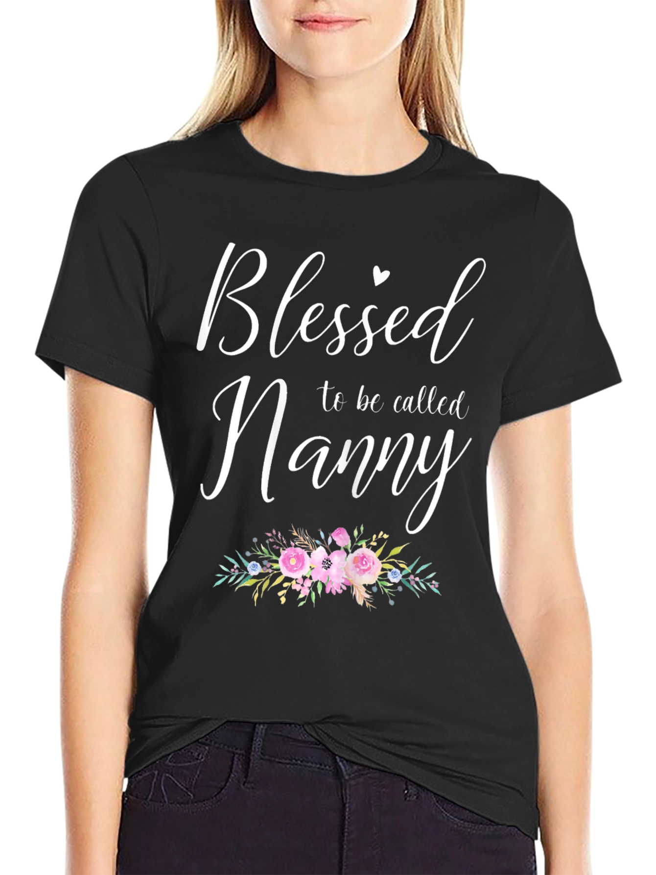 Blessed Nanny Graphic Tee - Floral Design