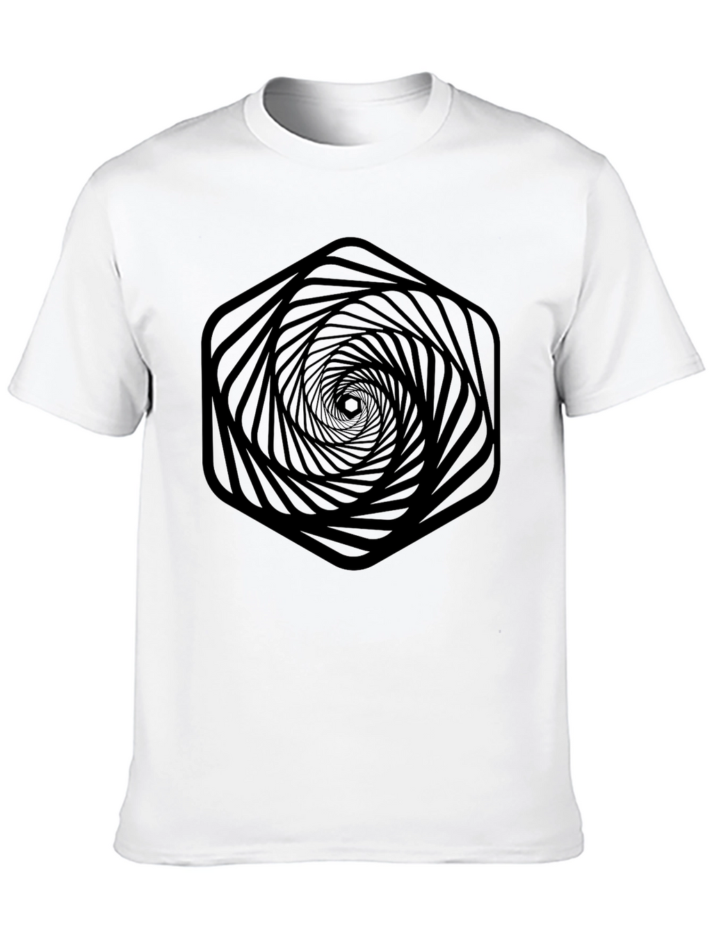 Abstract Hexagon Vortex Graphic T-Shirt