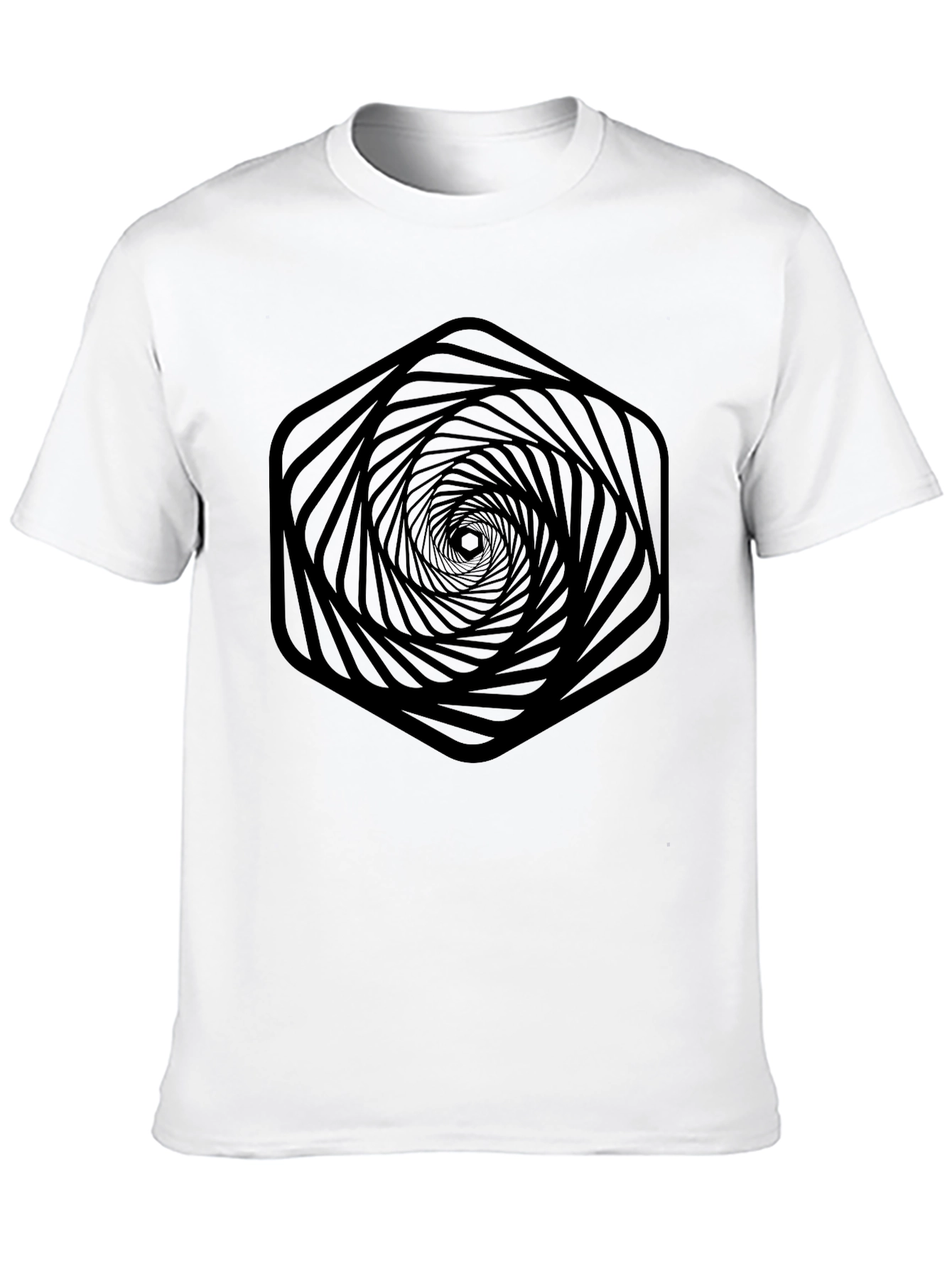 Abstract Hexagon Vortex Graphic T-Shirt