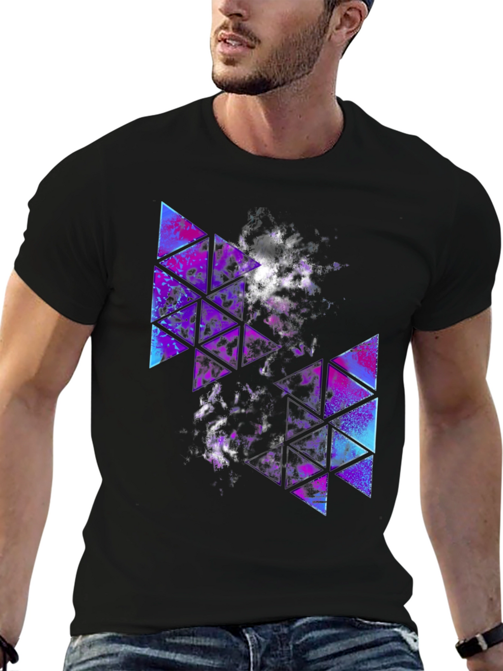 Geometric Galaxy T-Shirt - Stylish Triangle Design