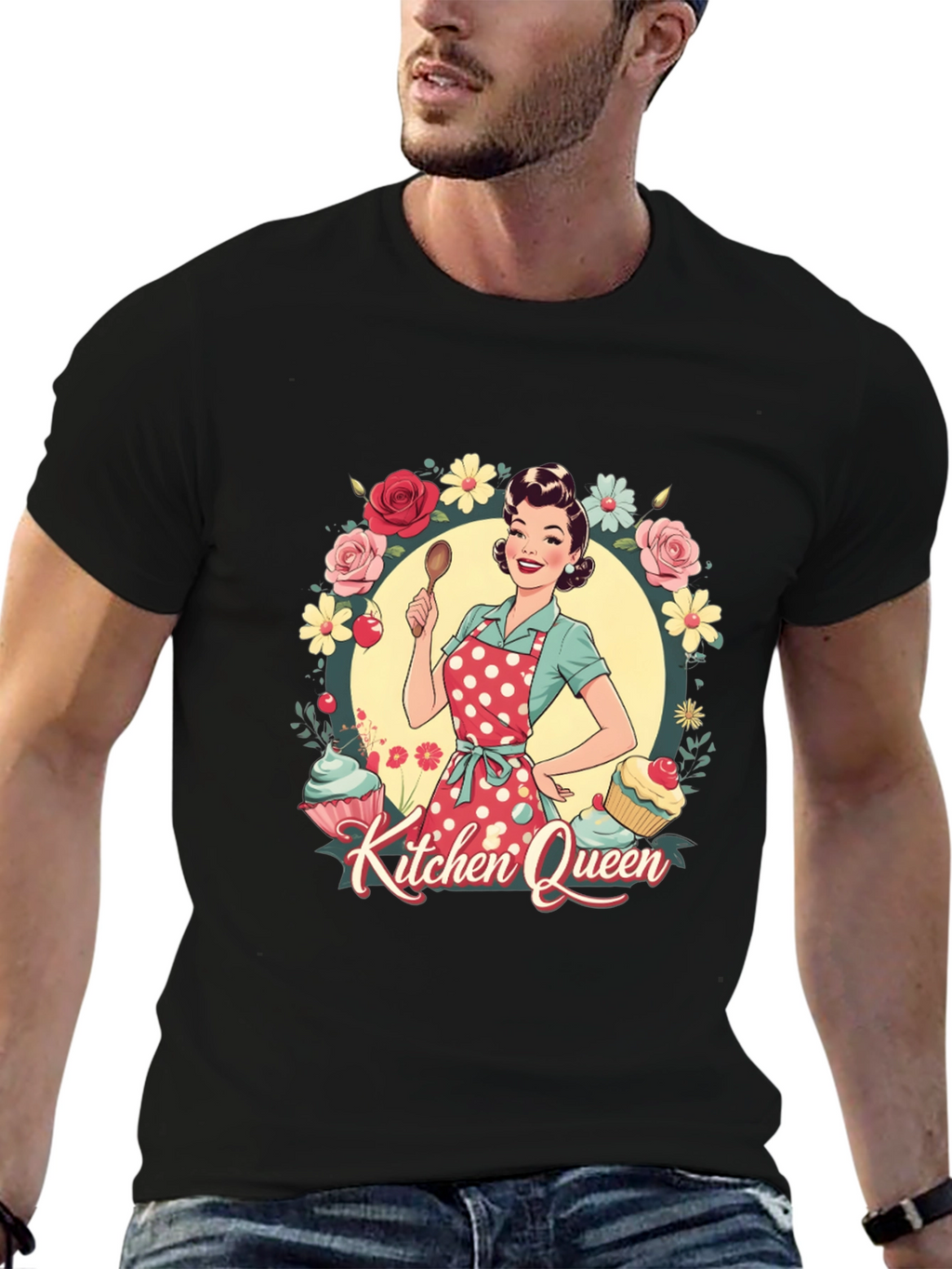 Kitchen Queen T-Shirt - Retro Cook Design