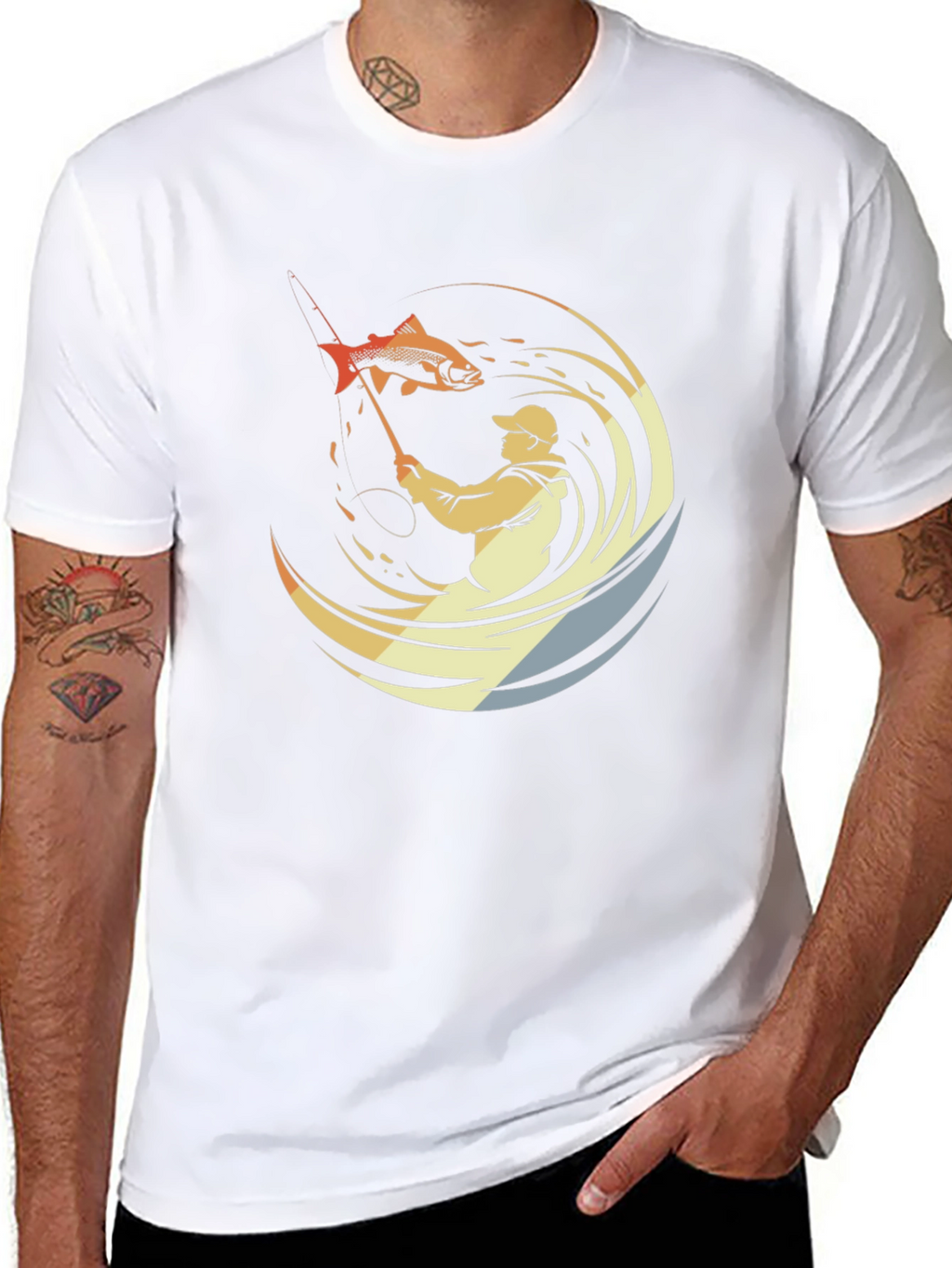 Mens Fishing Graphic Tee - Black
