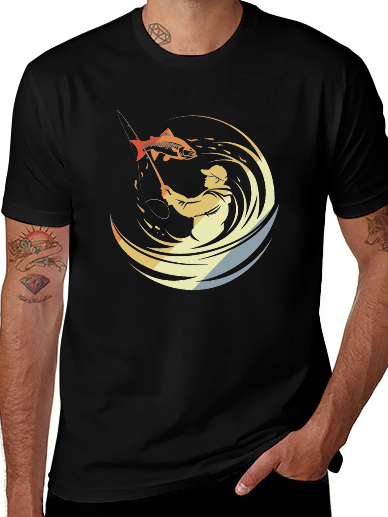 Mens Fishing Graphic Tee - Black