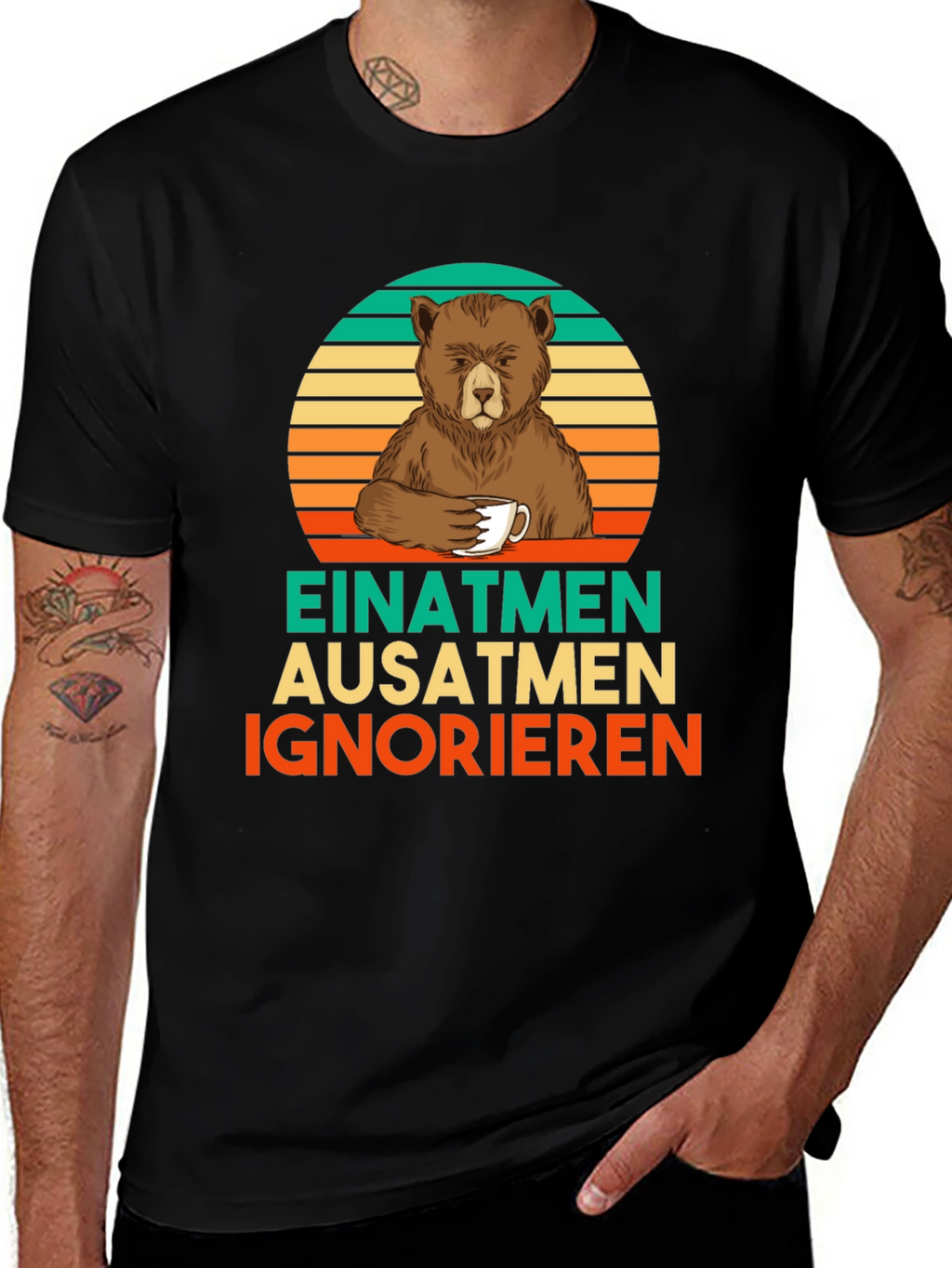Bear Coffee T-Shirt - Einatmen Ausatmen Ignorieren