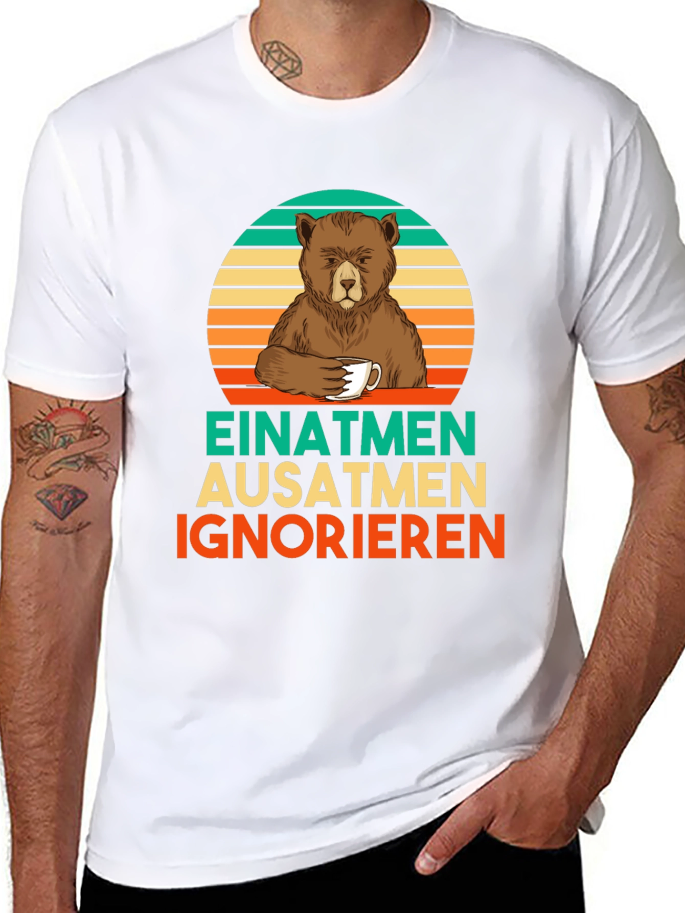Bear Coffee T-Shirt - Einatmen Ausatmen Ignorieren