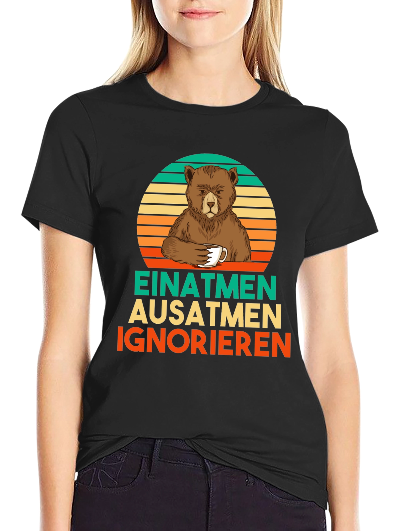 Bear Coffee T-Shirt - Einatmen Ausatmen Ignorieren