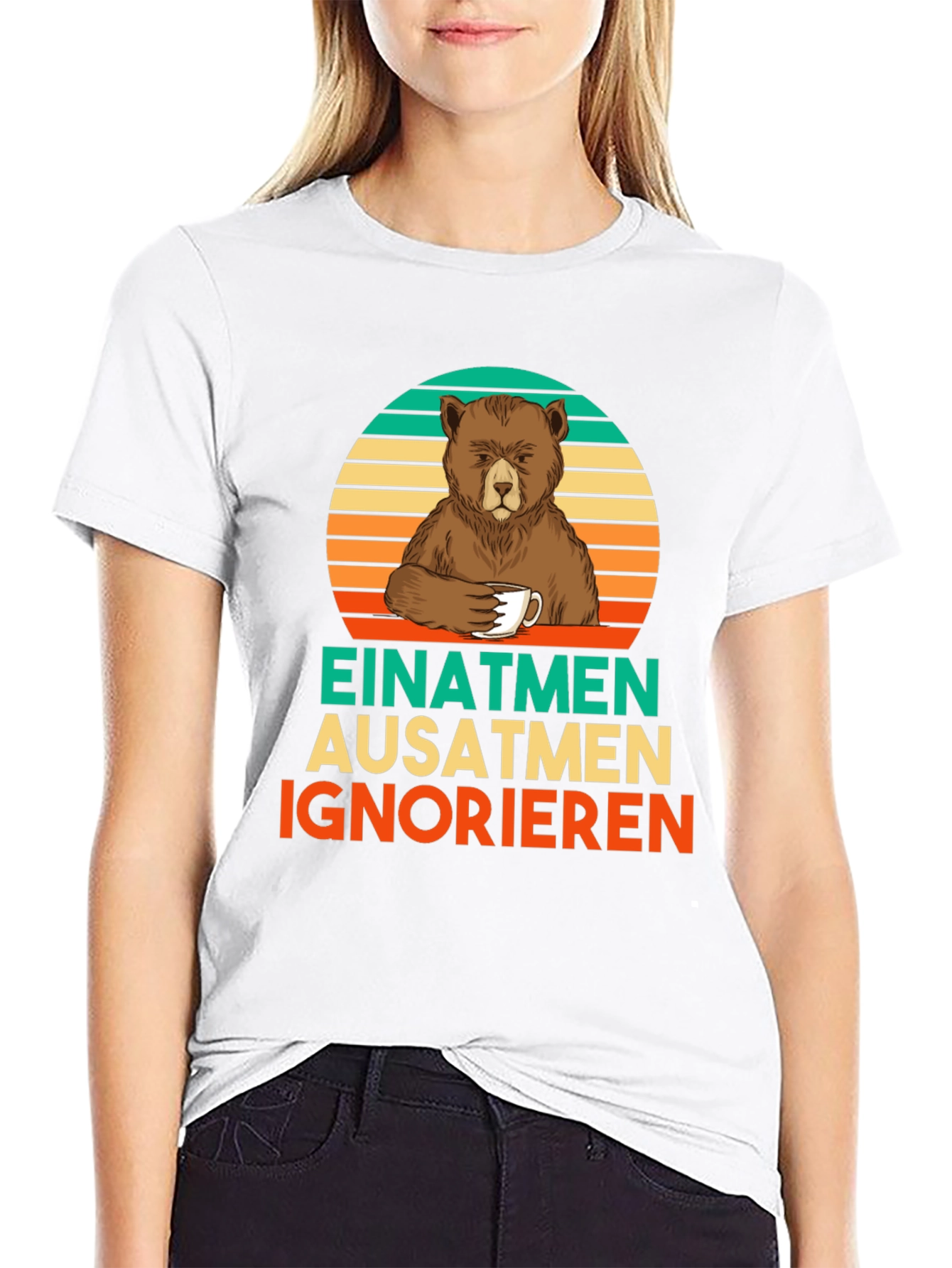 Bear Coffee T-Shirt - Einatmen Ausatmen Ignorieren