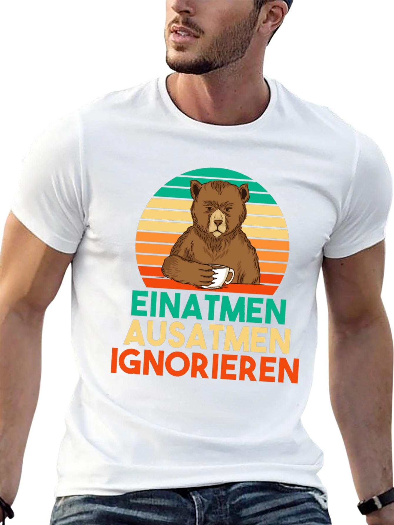 Bear Coffee T-Shirt - Einatmen Ausatmen Ignorieren