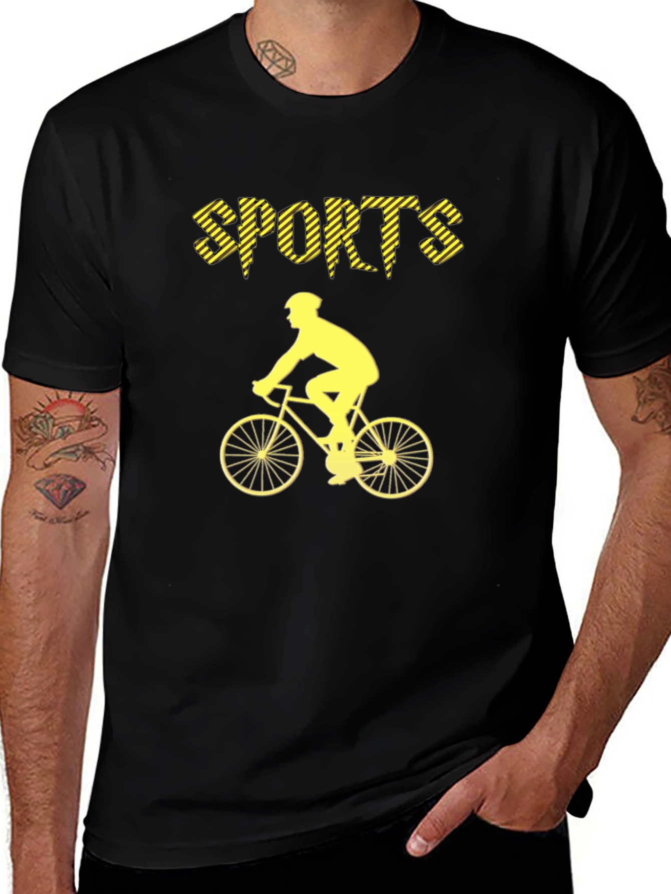 Sports Cyclist Graphic Tee - Black