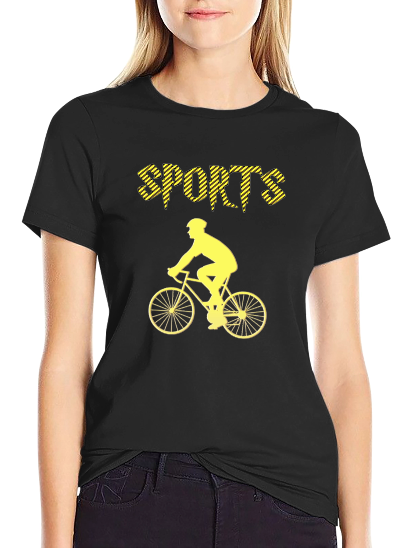 Sports Cyclist Graphic Tee - Black