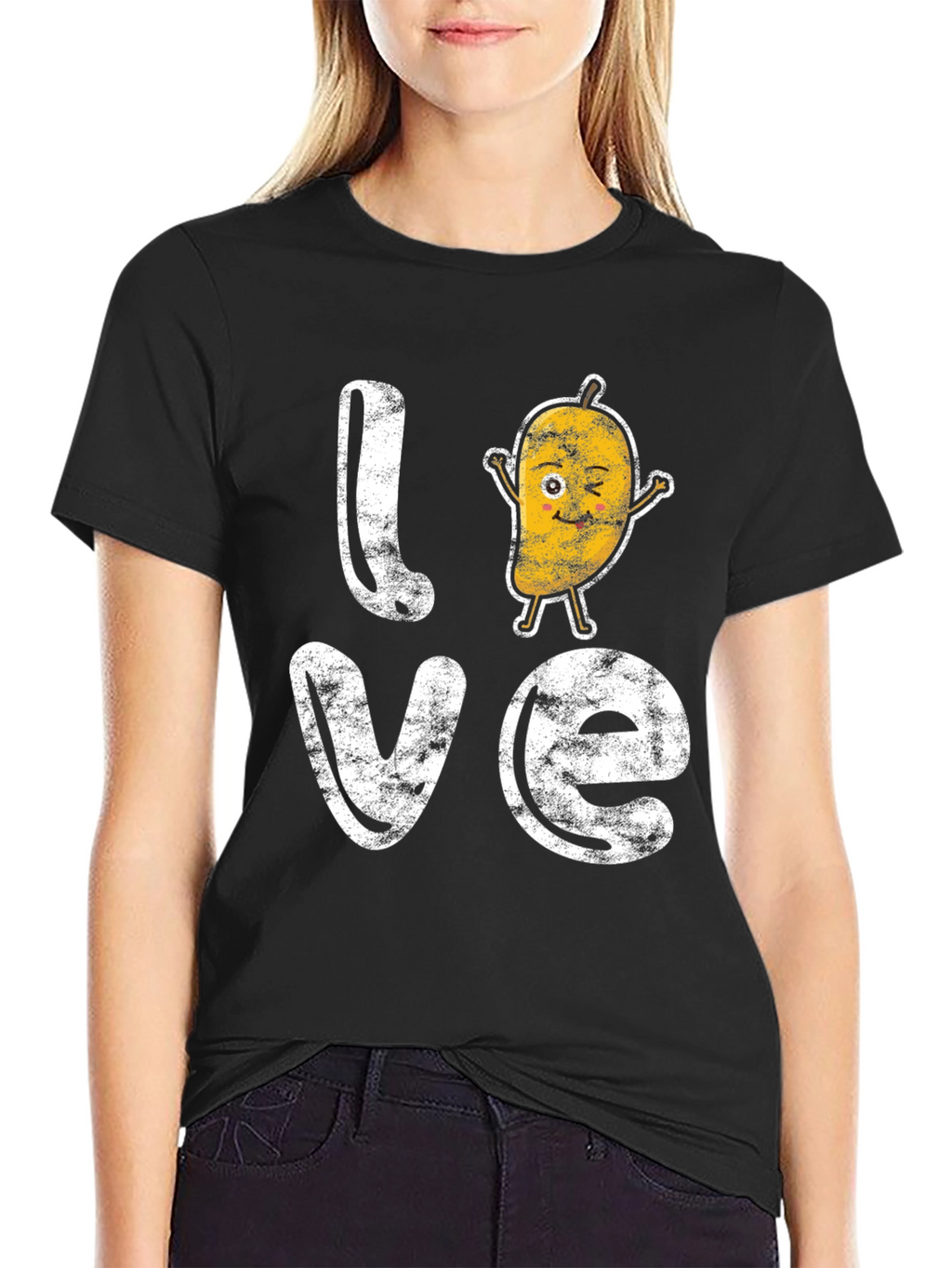 Love Mango Graphic Tee - Black Cotton T-Shirt