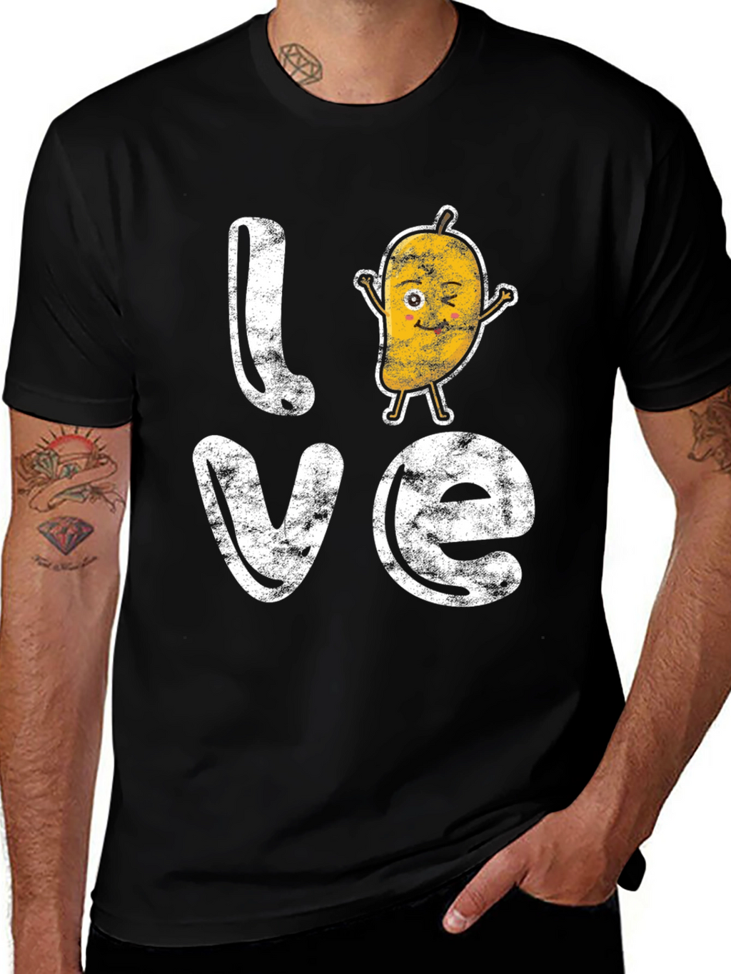Love Mango Graphic Tee - Black Cotton T-Shirt