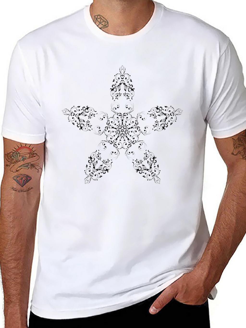 Black Starburst Graphic Tee - Mens Casual Shirt