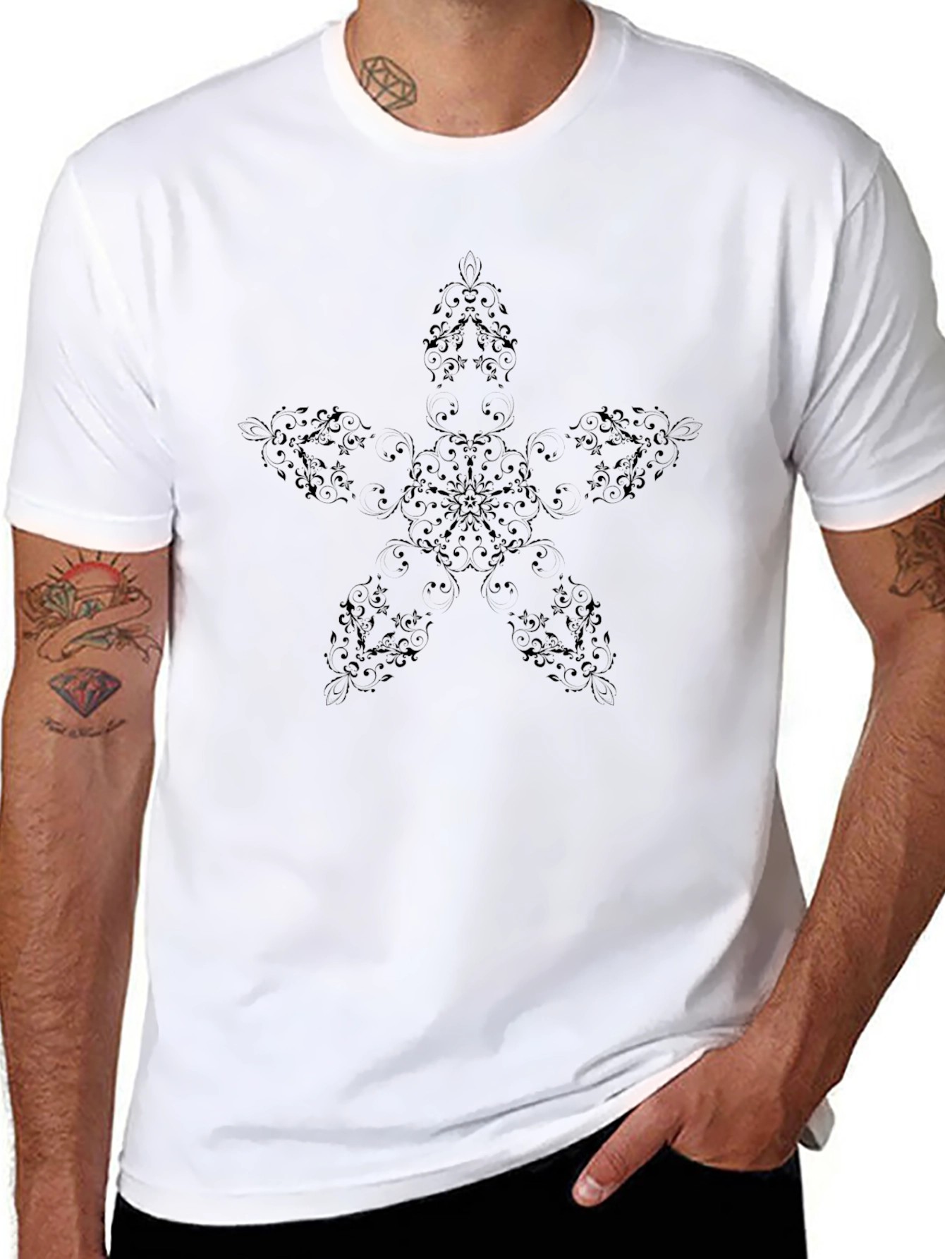 Black Starburst Graphic Tee - Mens Casual Shirt