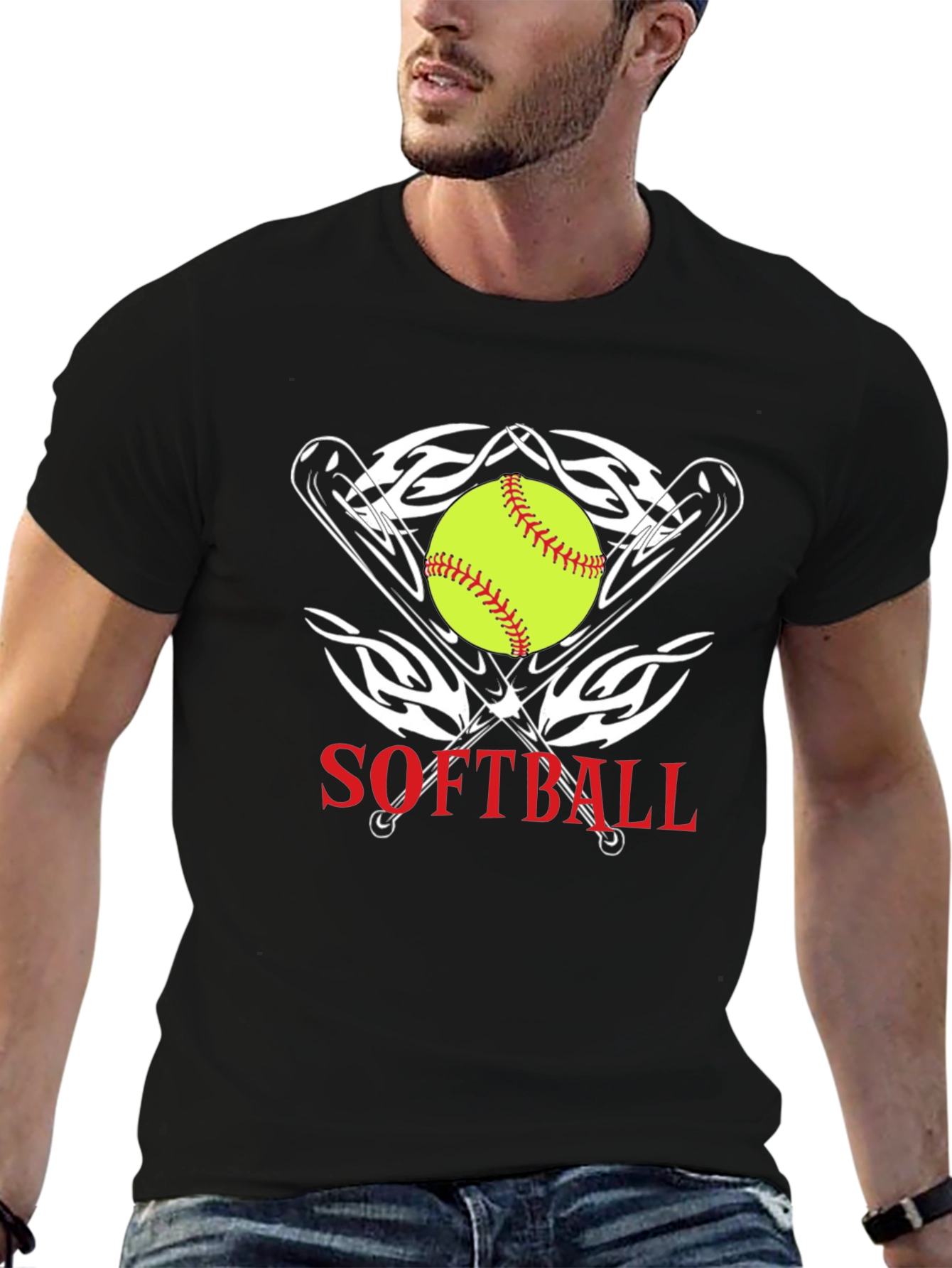 Softball Graphic Tee - Black Cotton
