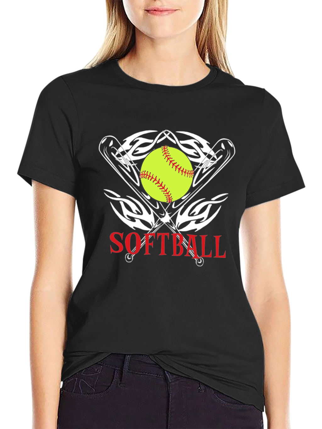Softball Graphic Tee - Black Cotton