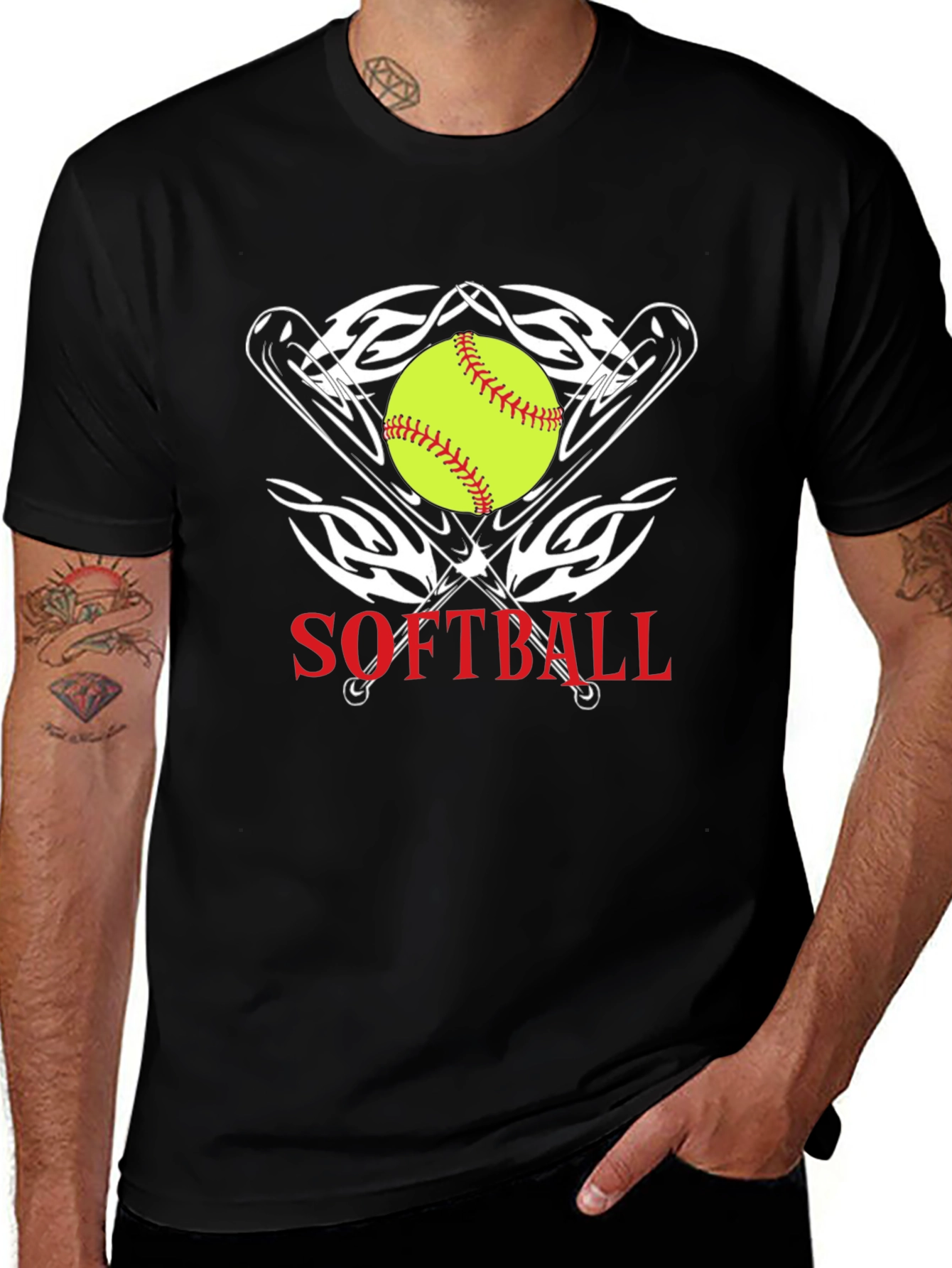 Softball Graphic Tee - Black Cotton
