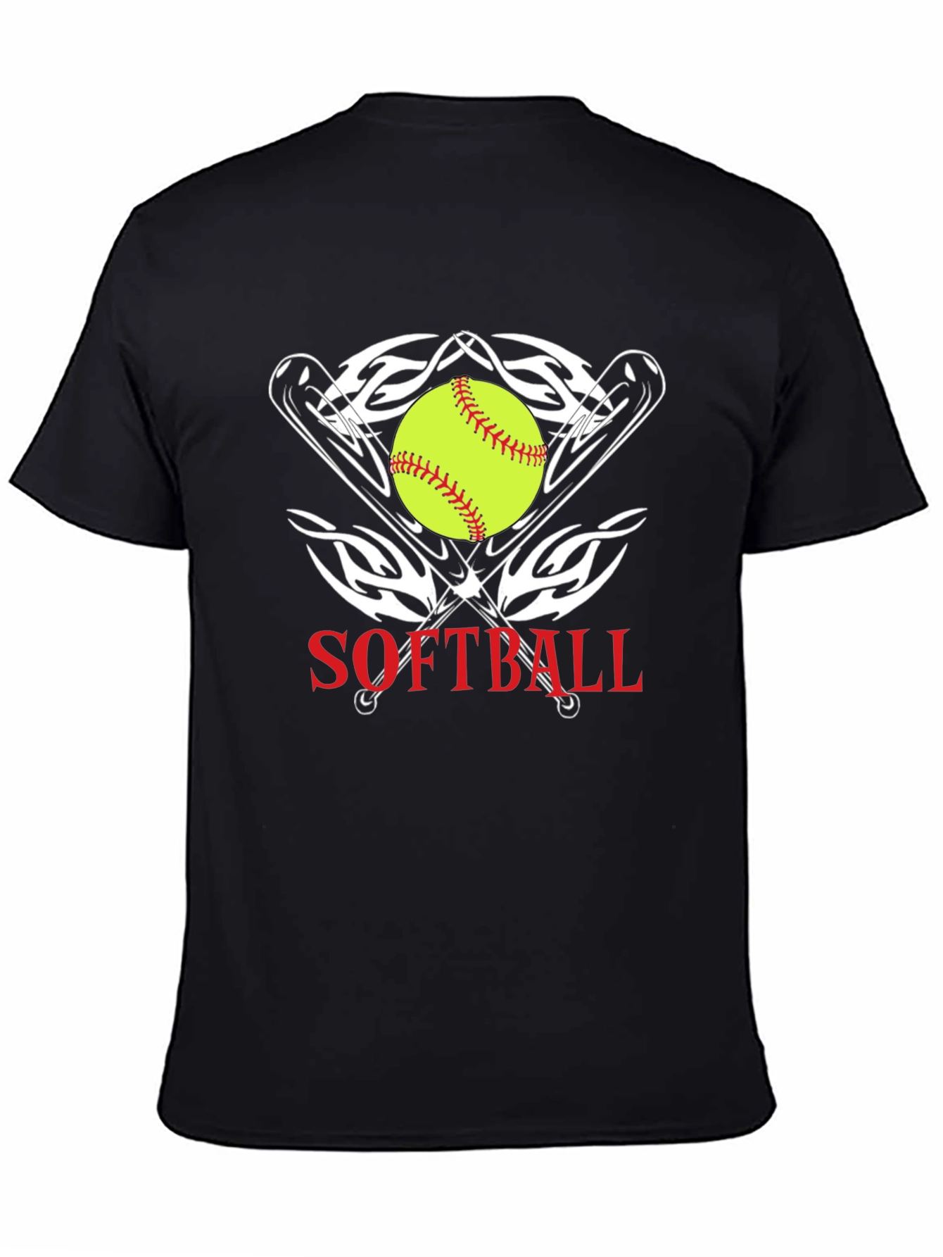 Softball Graphic Tee - Black Cotton