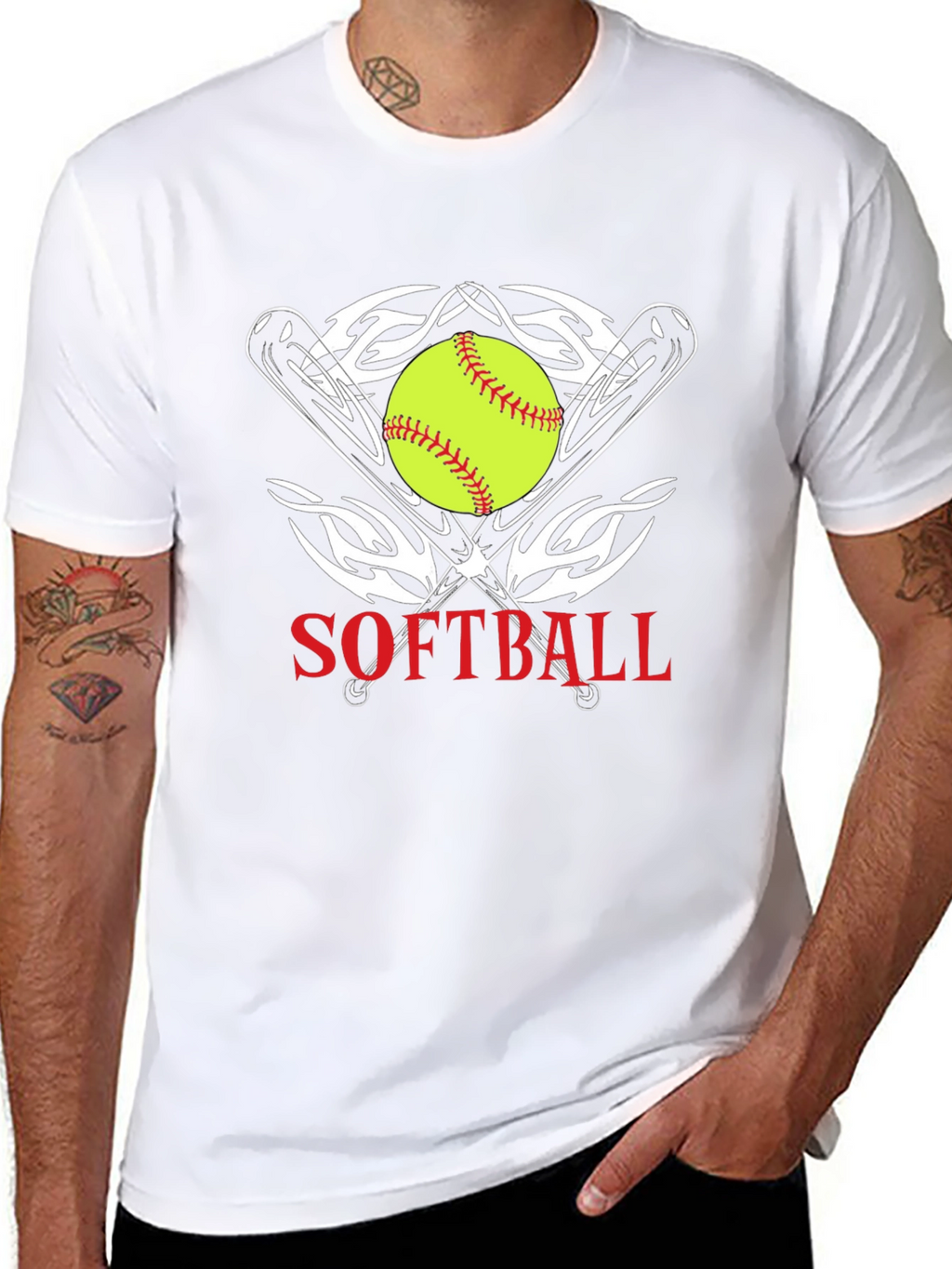 Softball Graphic Tee - Black Cotton