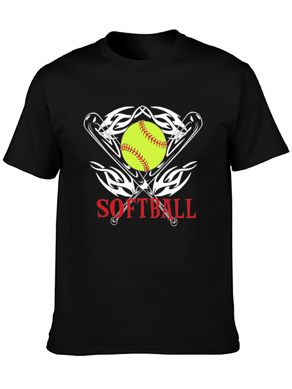 Softball Graphic Tee - Black Cotton