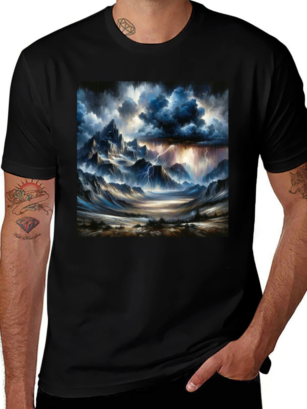 Stormy Mountain Graphic Tee - Black