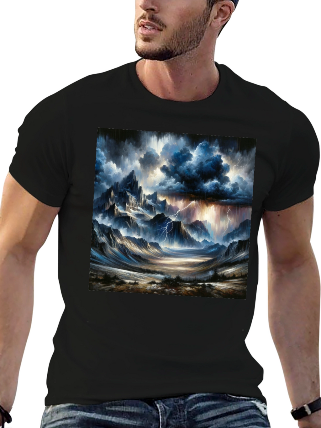 Stormy Mountain Graphic Tee - Black