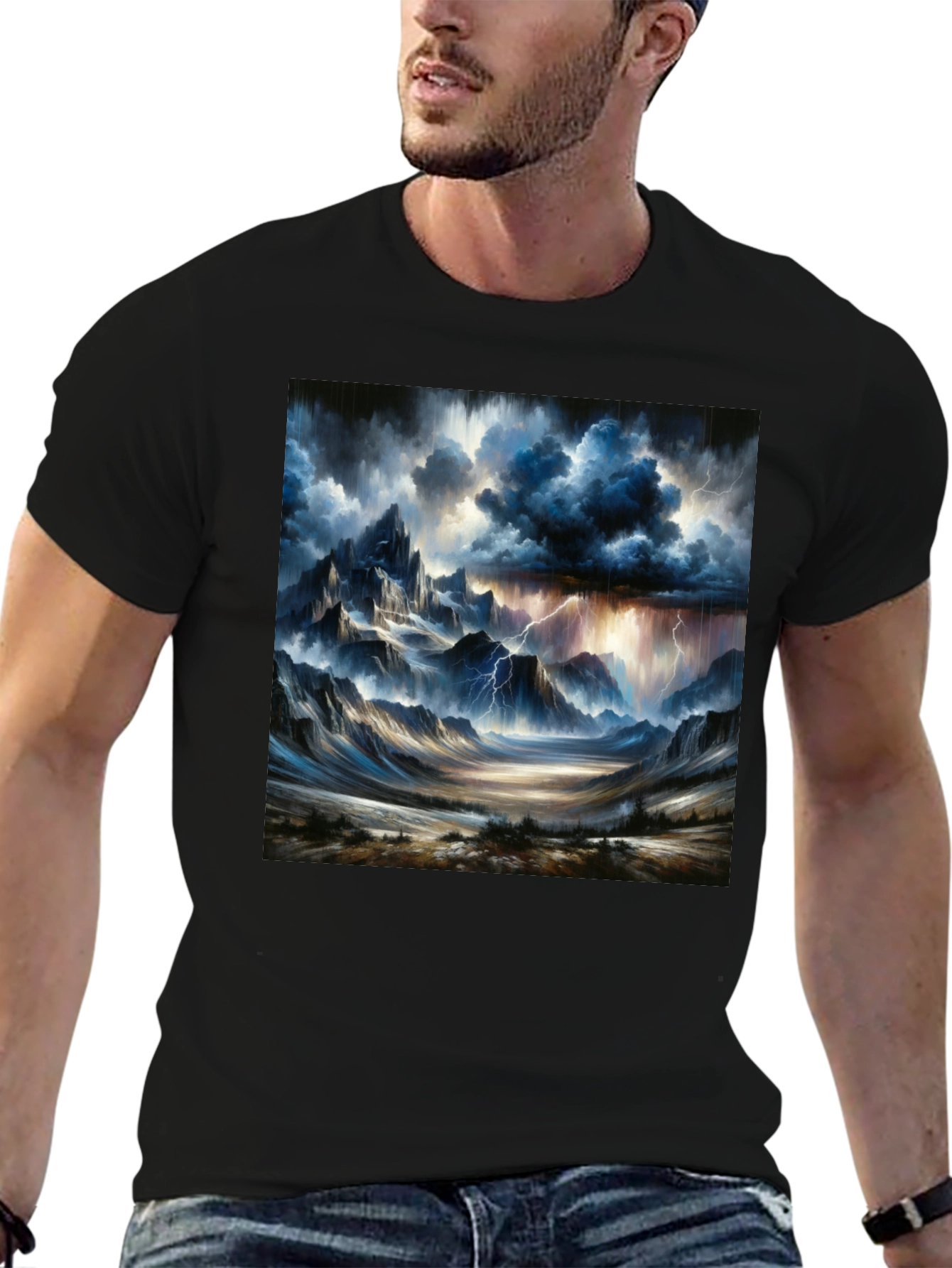 Stormy Mountain Graphic Tee - Black