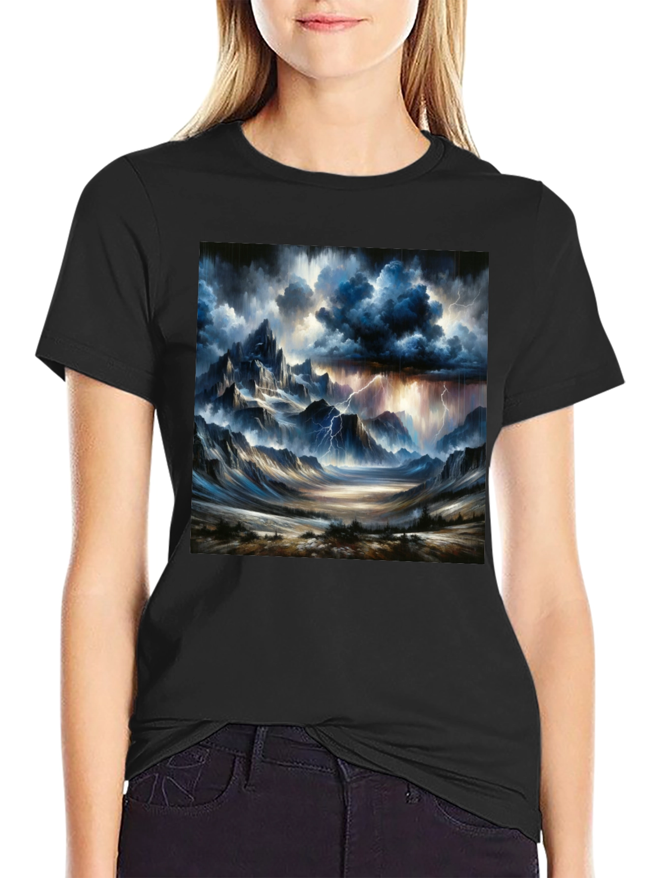 Stormy Mountain Graphic Tee - Black