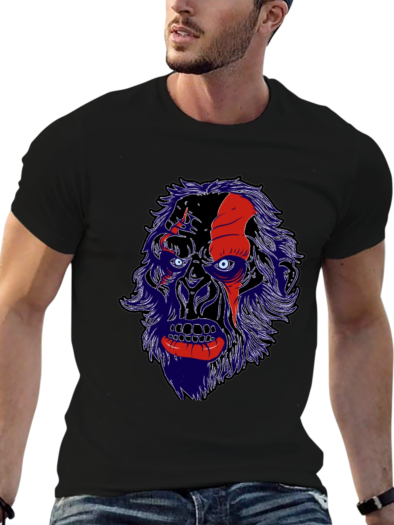 Unique Graphic Tee - Gorilla Face Design