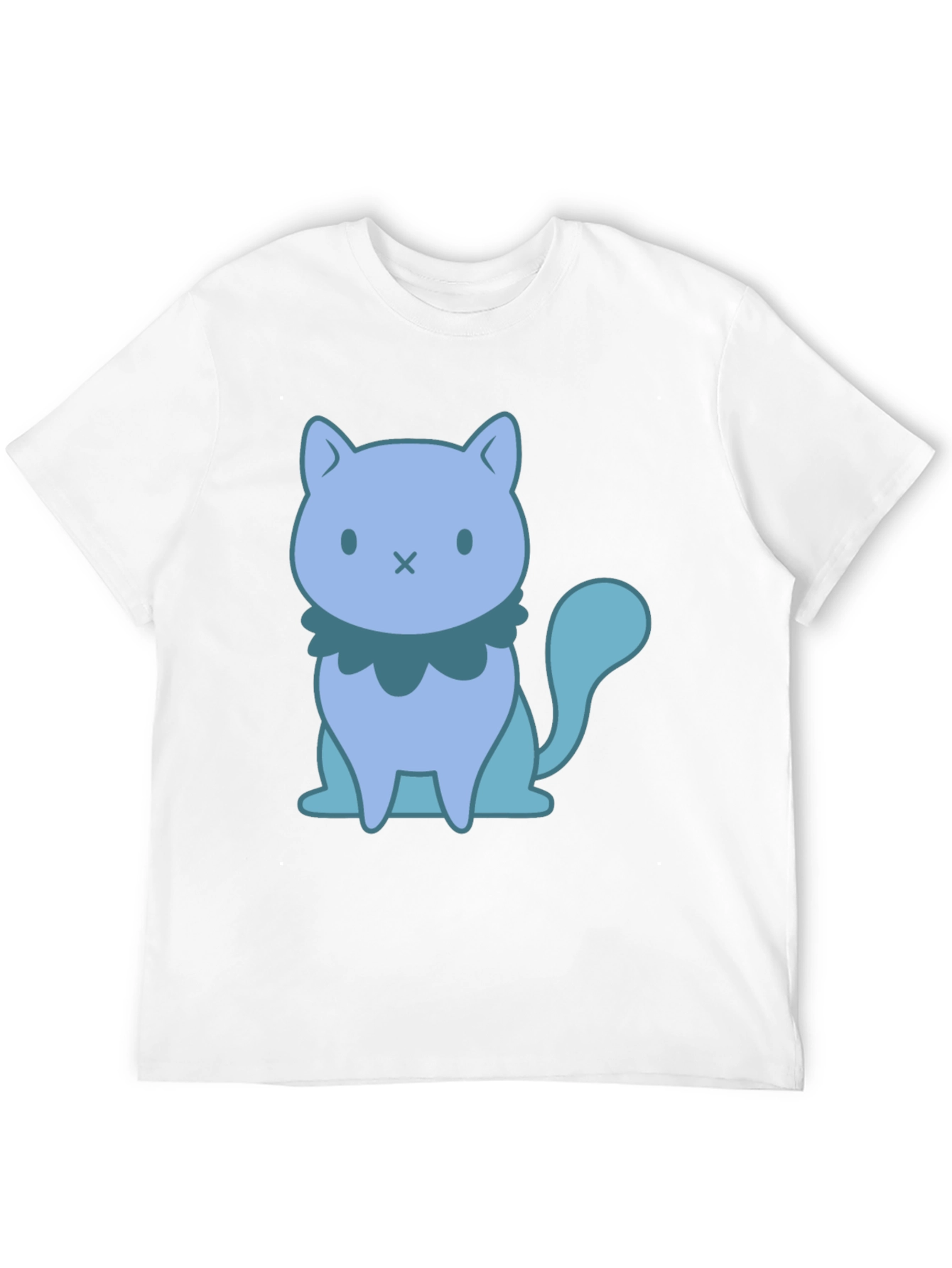 Cute Cartoon Cat Graphic Black T-Shirt