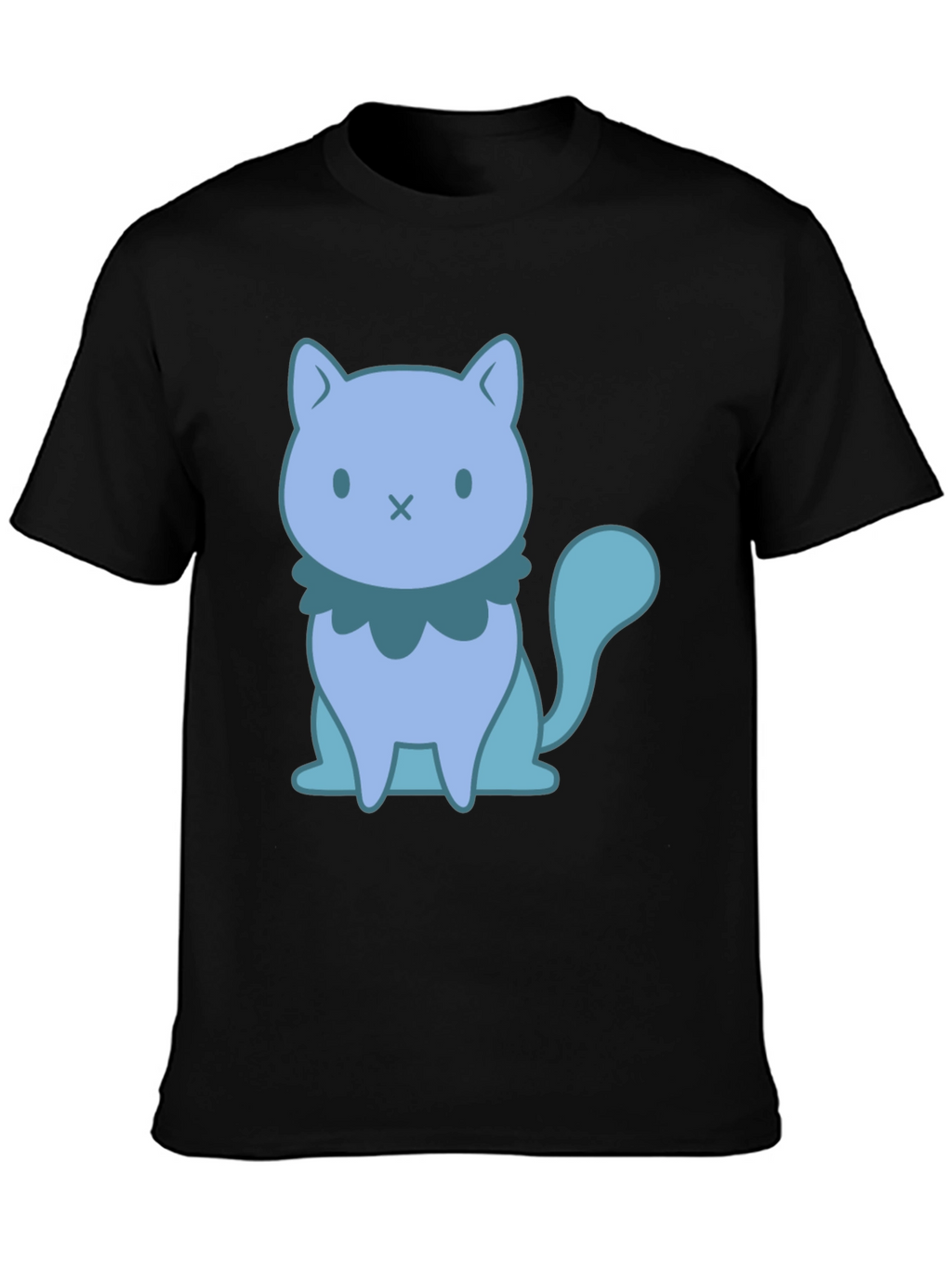 Cute Cartoon Cat Graphic Black T-Shirt
