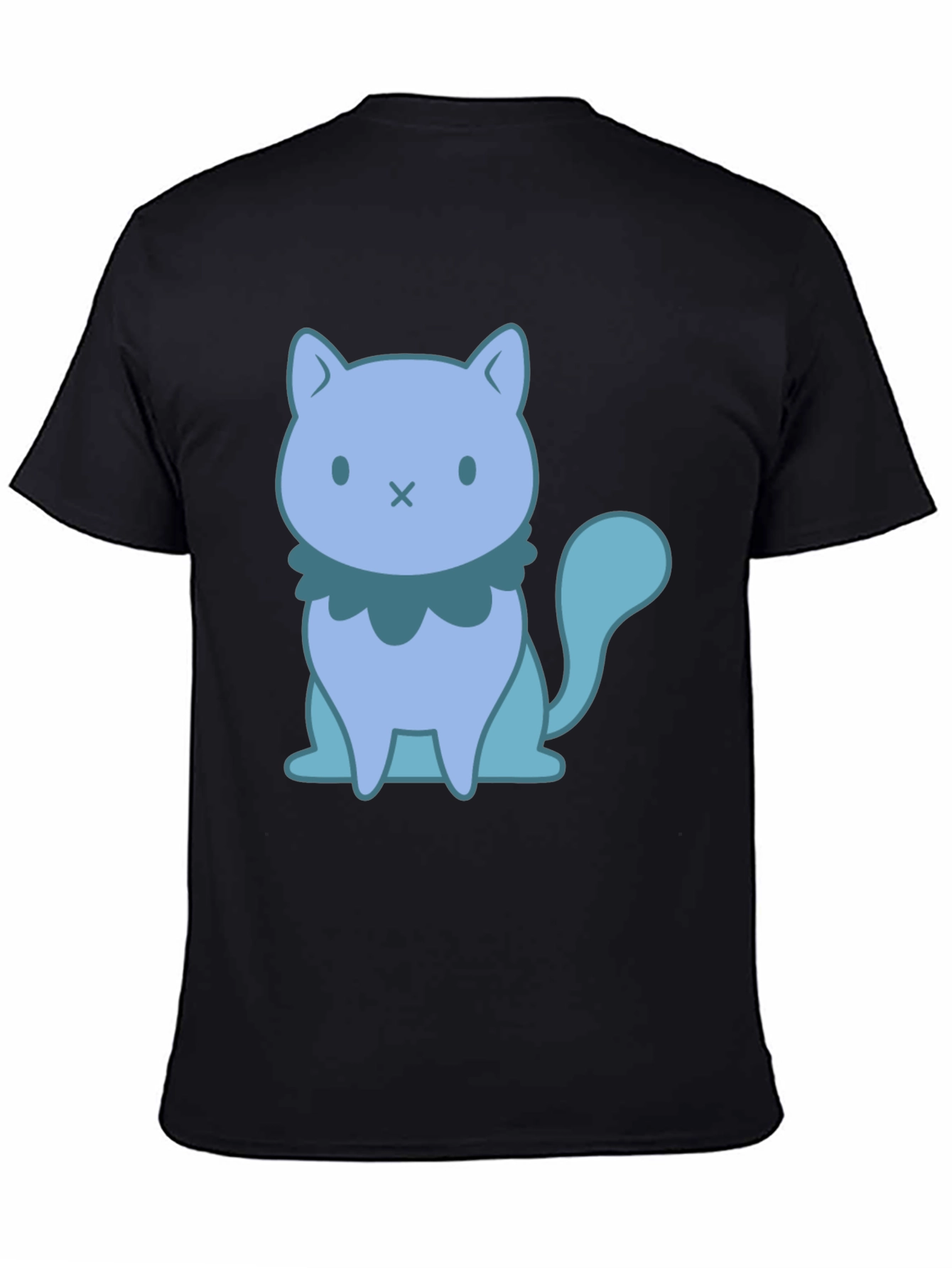 Cute Cartoon Cat Graphic Black T-Shirt