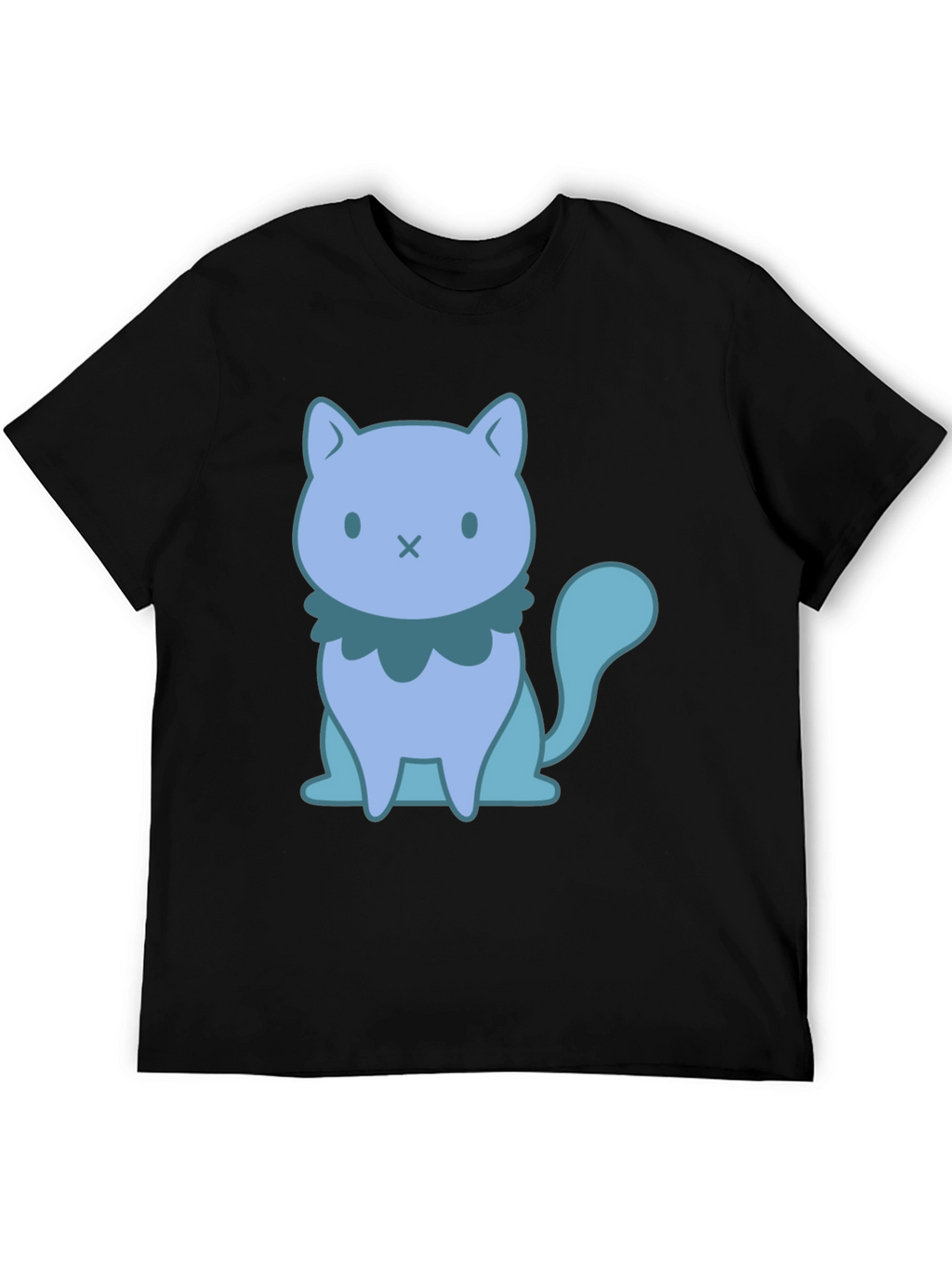 Cute Cartoon Cat Graphic Black T-Shirt