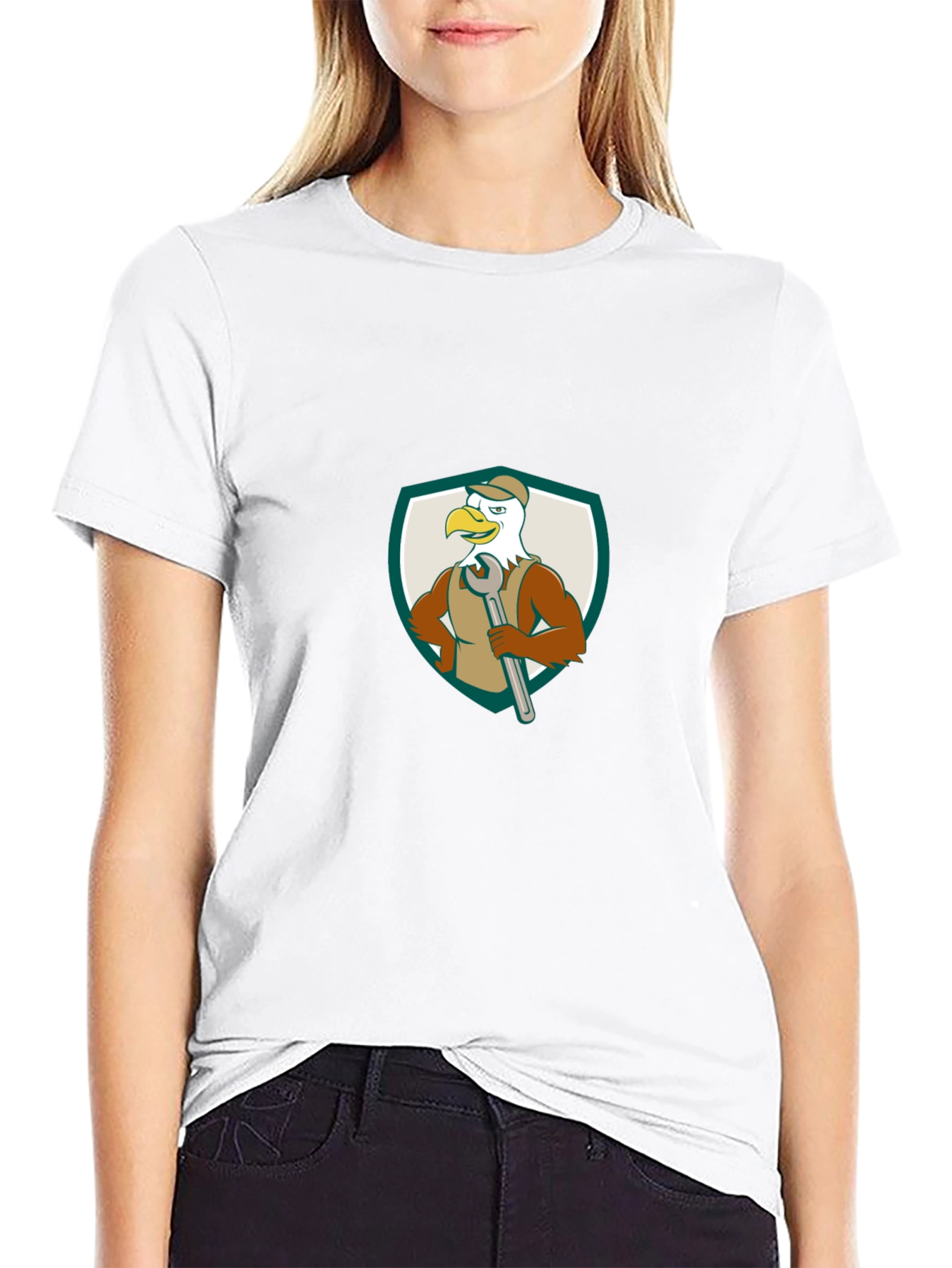 Eagle Mechanic Cartoon Graphic T-Shirt