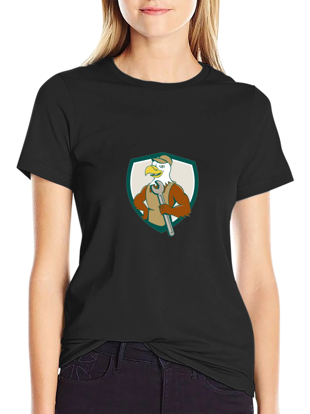 Eagle Mechanic Cartoon Graphic T-Shirt